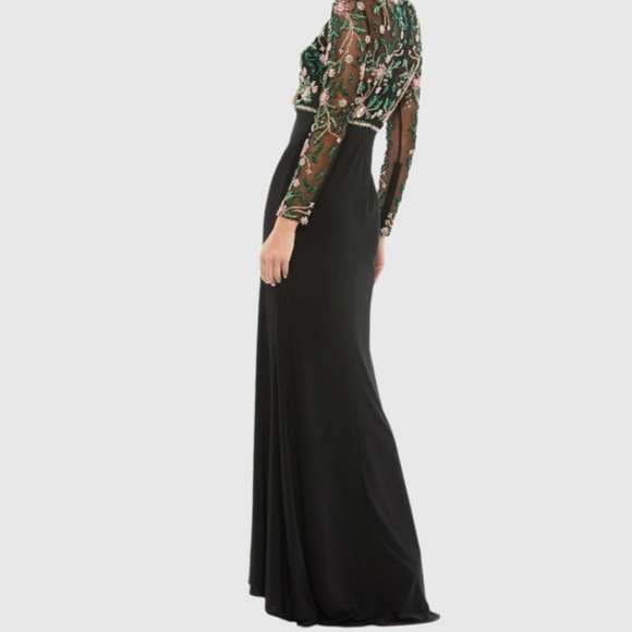 NWT | Mac Duggal 67870 Beaded Illusion High Neck Trumpet Gown Size 4 - Picture 4 of 14